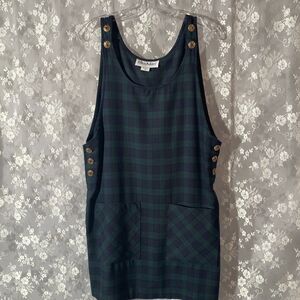 Vintage 90s Dress 1990s Dress Blue Plaid Preppy Old Money Academia Size Medium